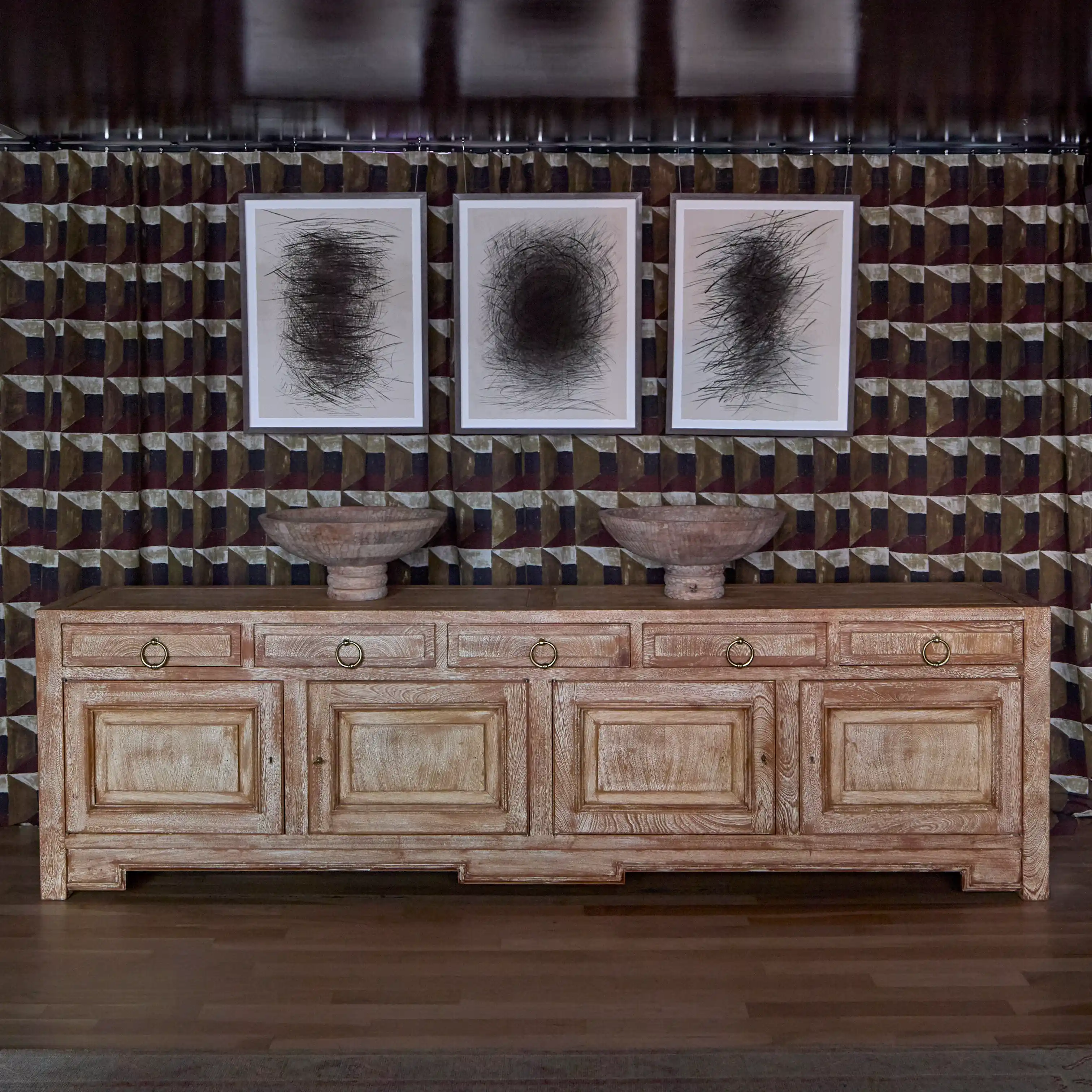 Large Cerused Oak Sideboard, 1950s - Image 3