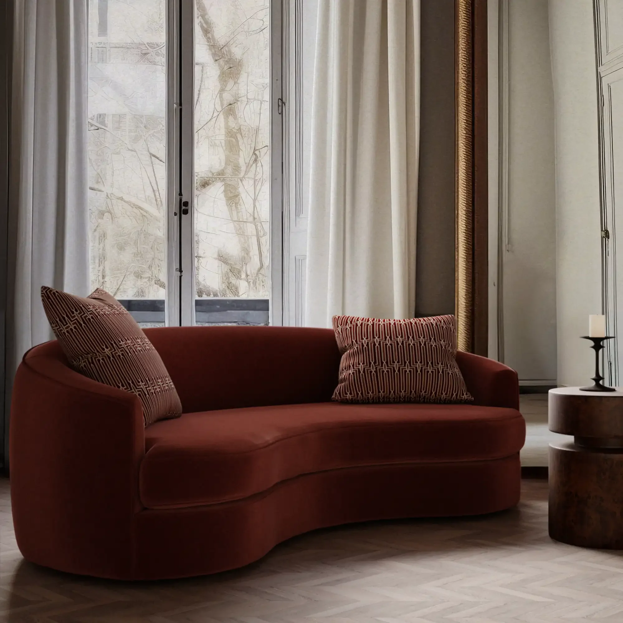 Arbus Stripe Velvet Pillow - Burgundy - Image 2