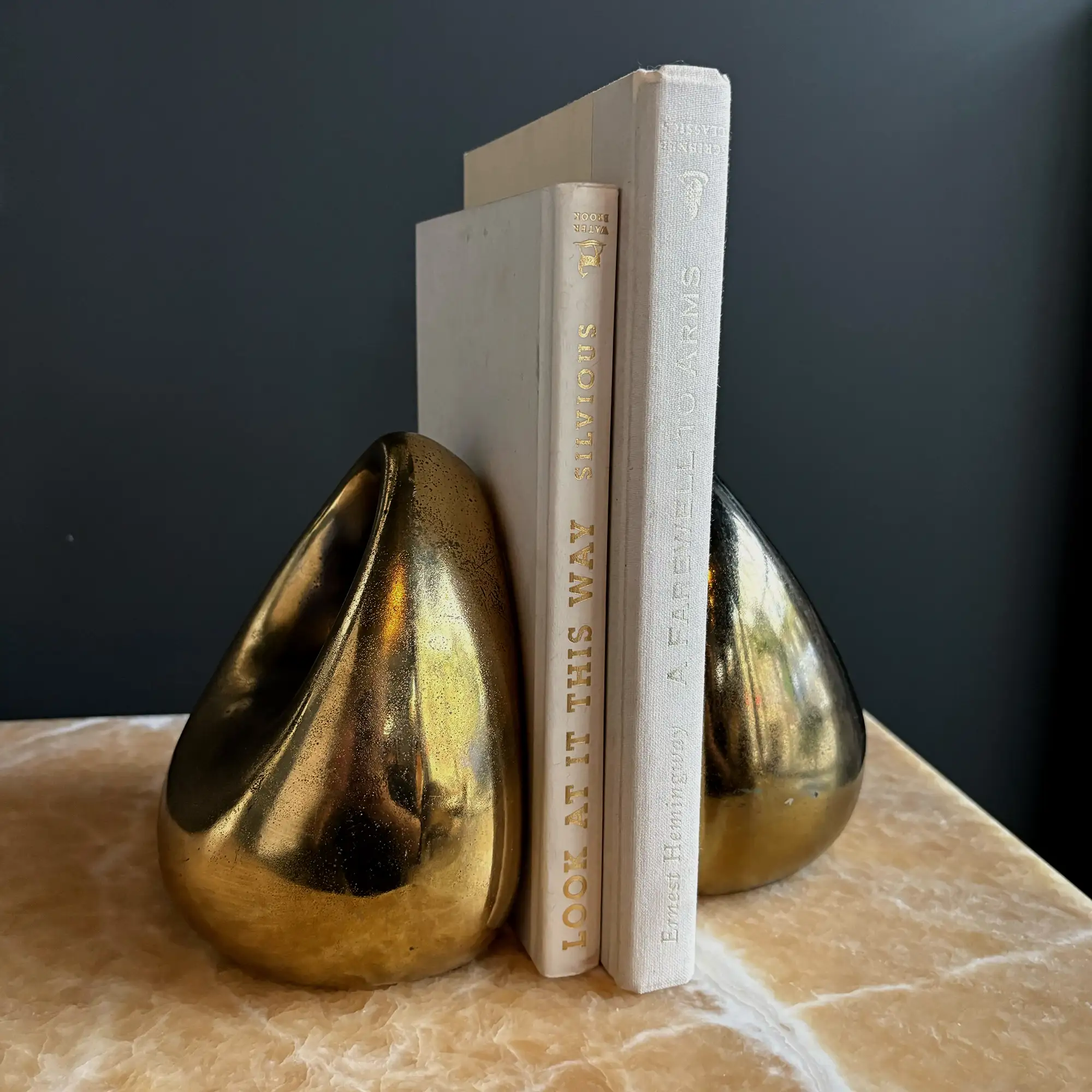 Ben Seibel Vintage Midcentury Brass Orb Bookends, set of two - Image 2