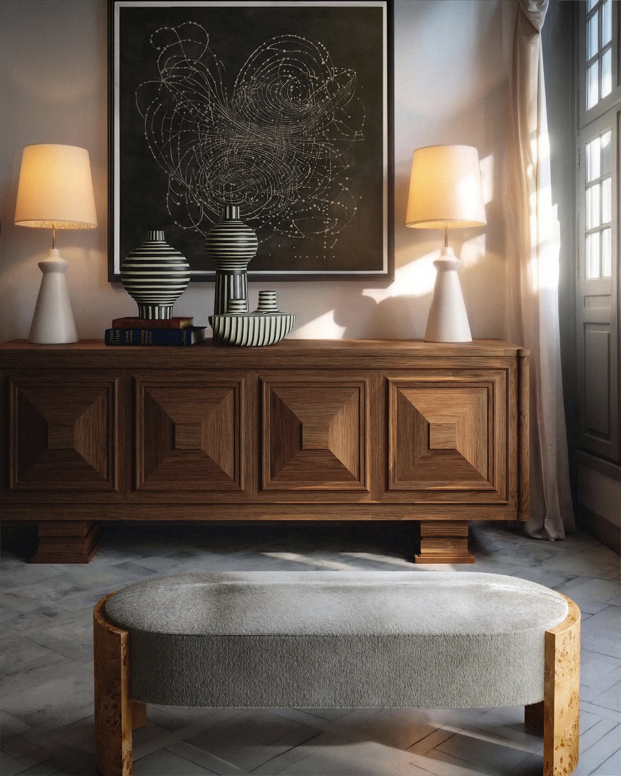 Benoit Leather Bench - Image 4
