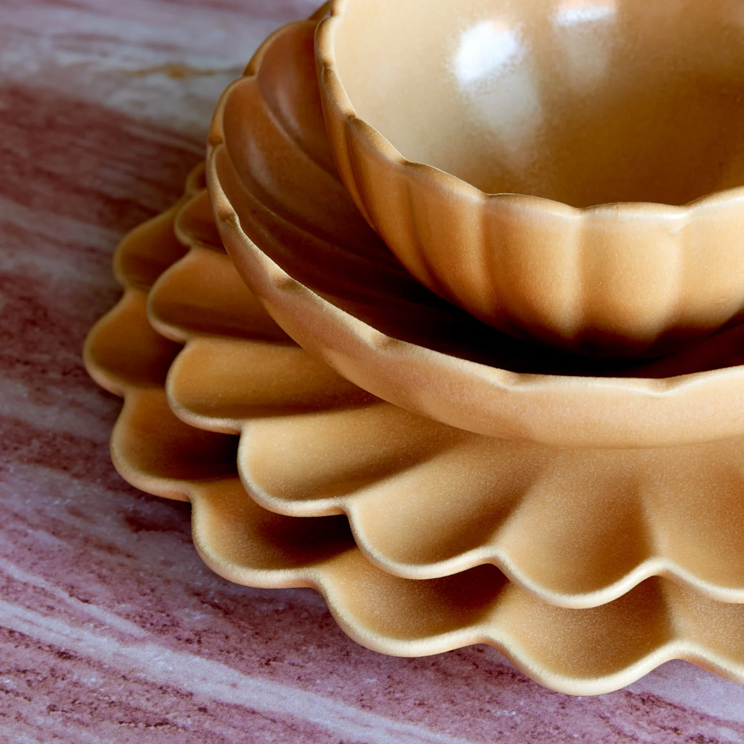 Dhalia Stoneware Bowl, Set of 4 (Camel) - Image 4