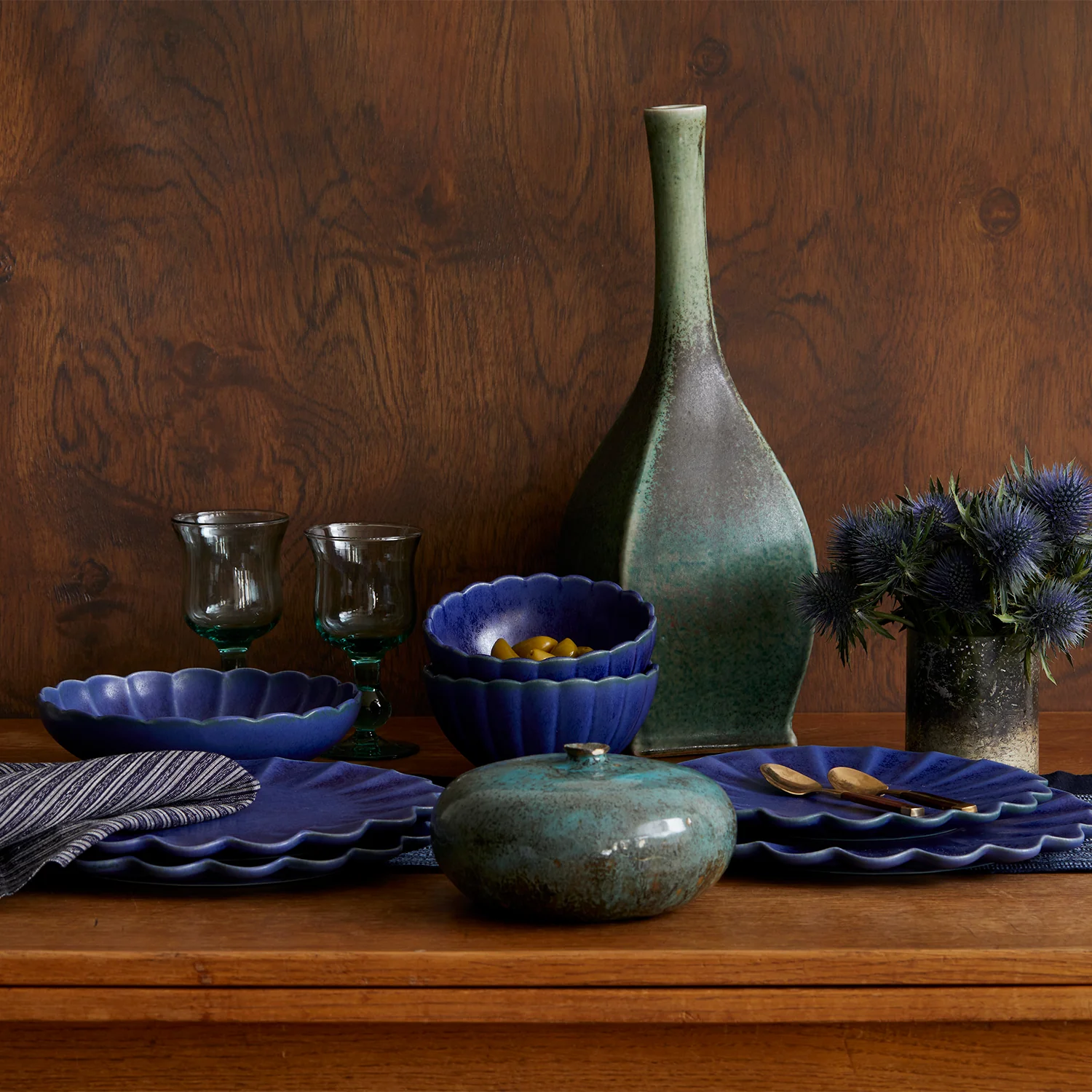 Dhalia Stoneware Dinner Plate, Set of 4 (Blue) - Image 4
