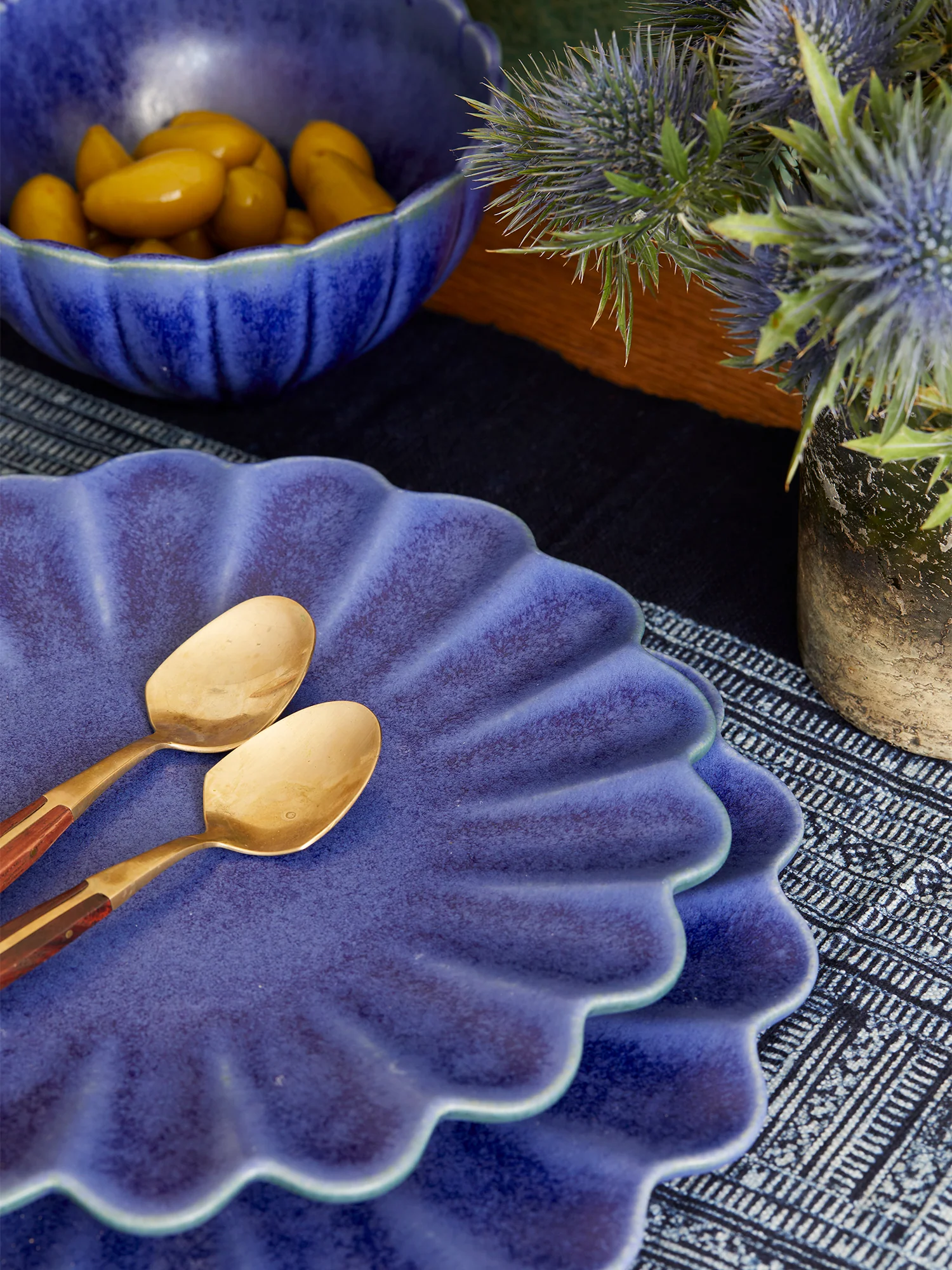 Dhalia Stoneware Dinner Plate, Set of 4 (Blue) - Image 7