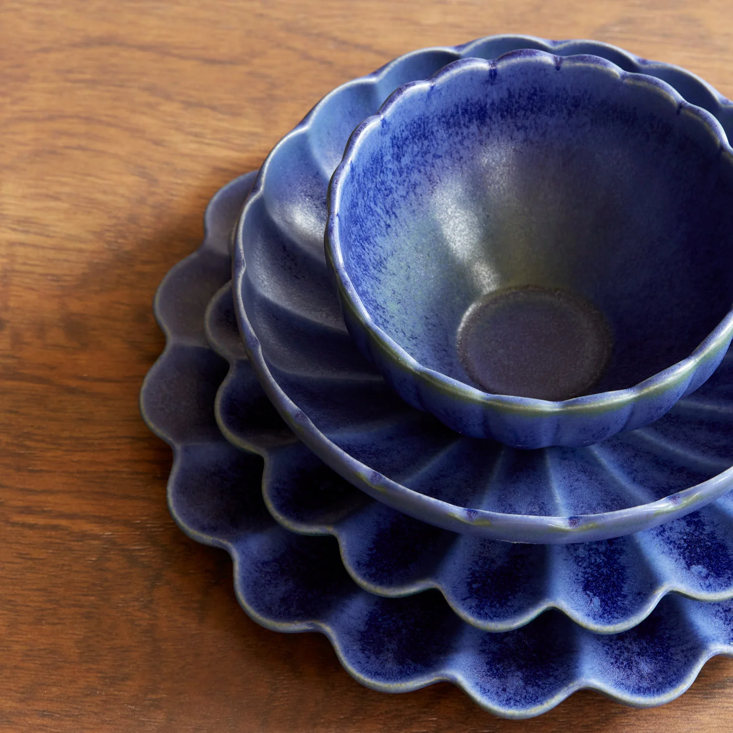 Dhalia Stoneware Pasta Bowl, Set of 4 (Blue) - Image 4