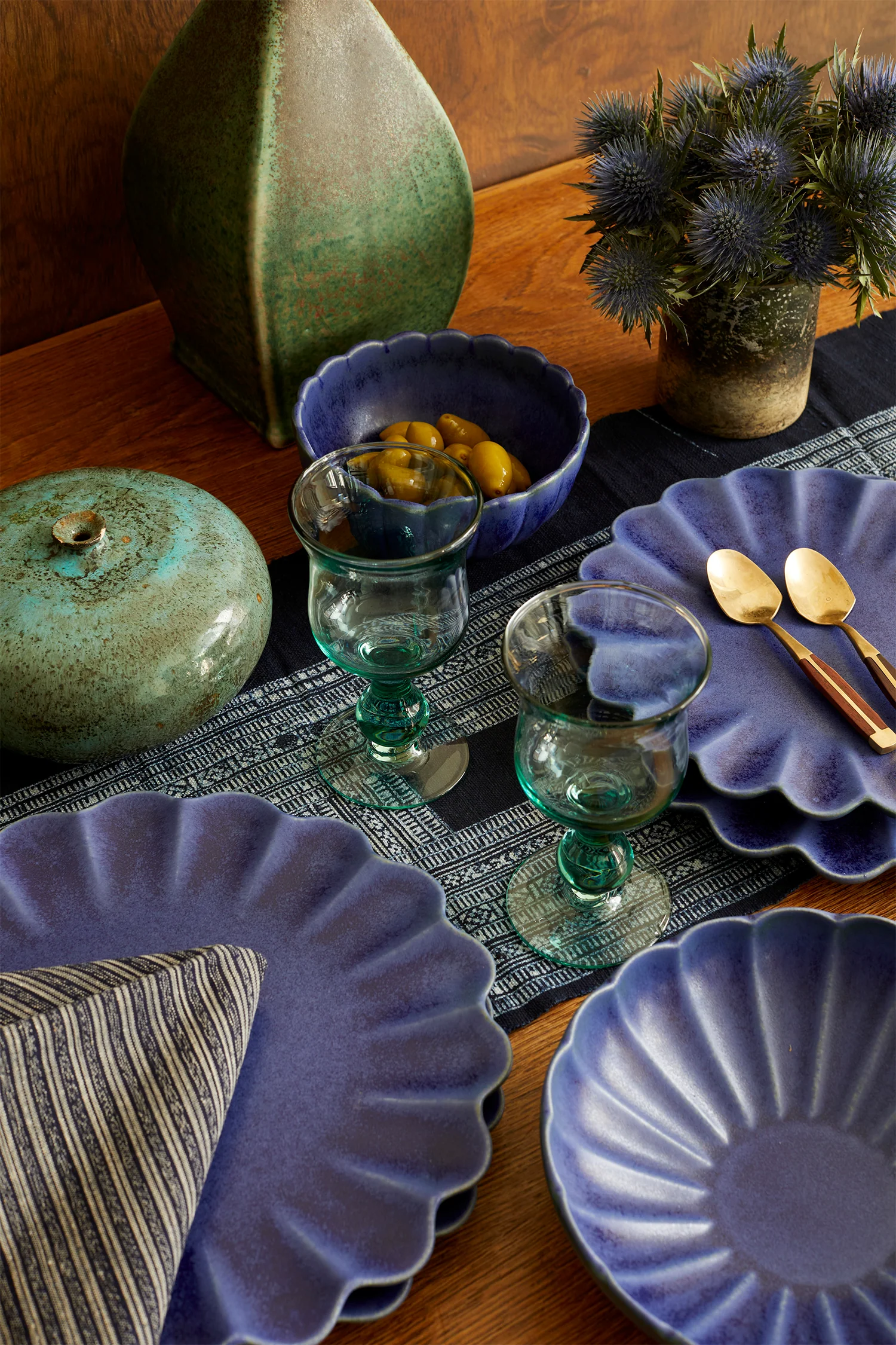 Dhalia Stoneware Salad Plate, Set of 4 (Blue) - Image 7