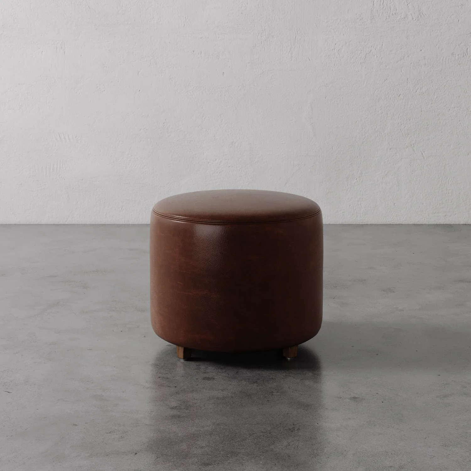 Fabien Leather Round 22" Ottoman - Image 5