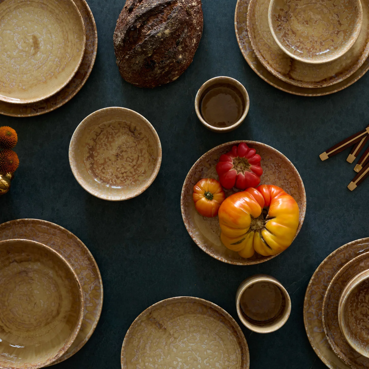 Hanami Stoneware Dinnerware Set, Sand, Set of 20