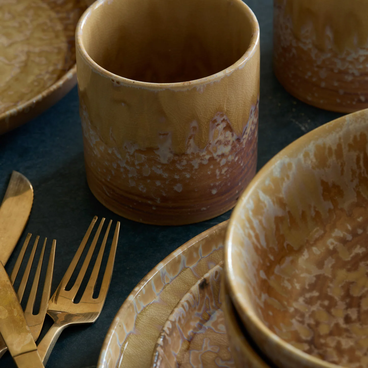 Hanami Stoneware Mug Set, Sand, Set of Four - Image 4
