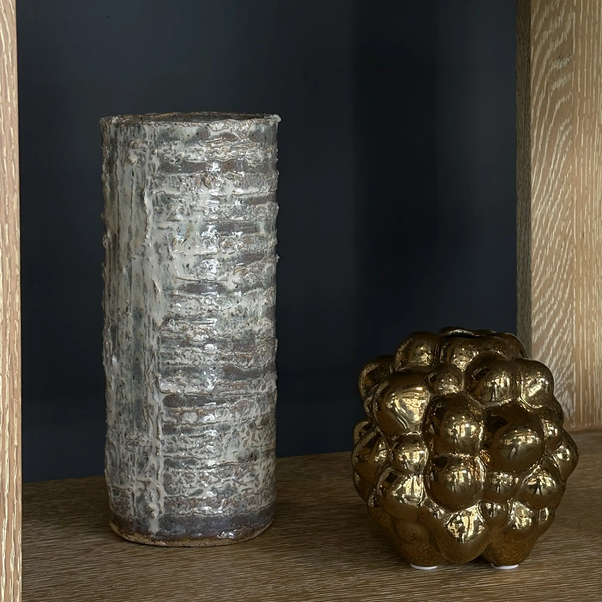 Handmade Tall Cylindrical Vase in Reactive Glaze