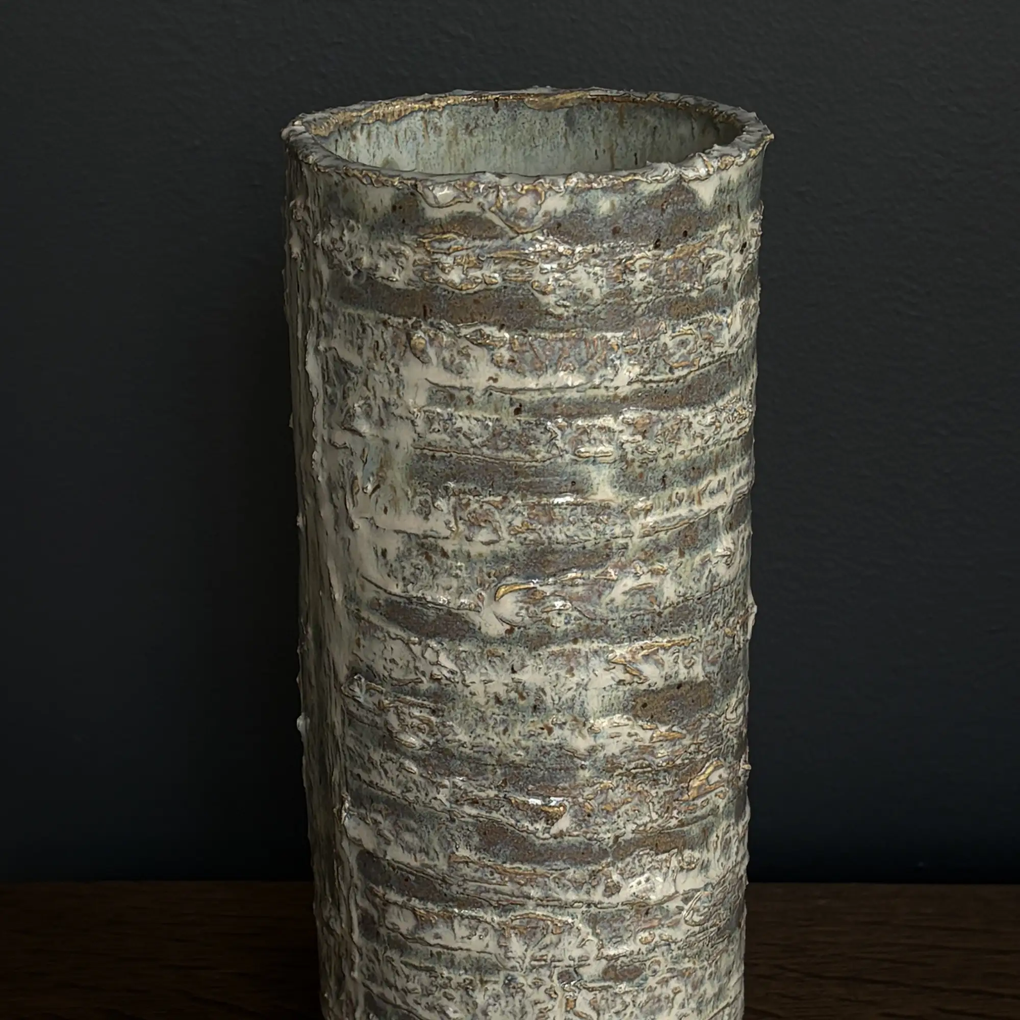 Handmade Tall Cylindrical Vase in Reactive Glaze - Image 2