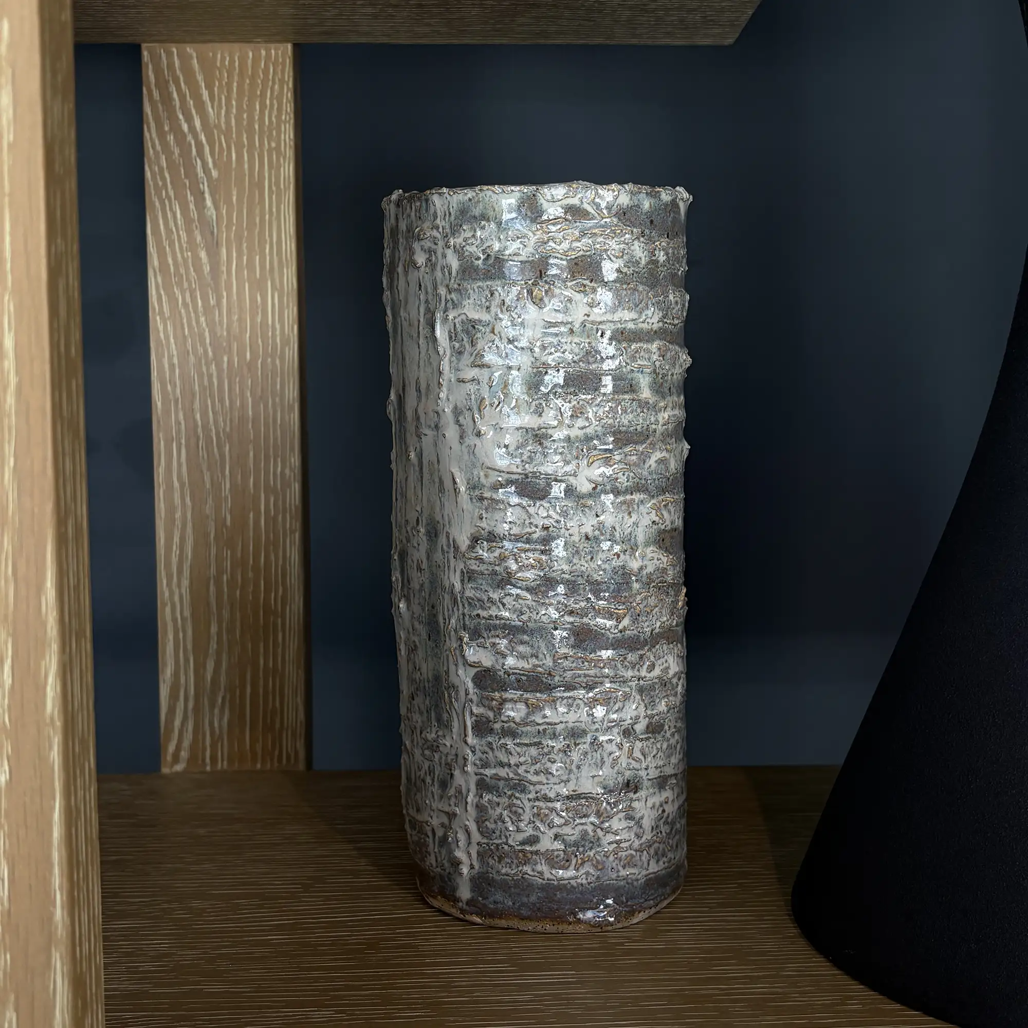 Handmade Tall Cylindrical Vase in Reactive Glaze - Image 3