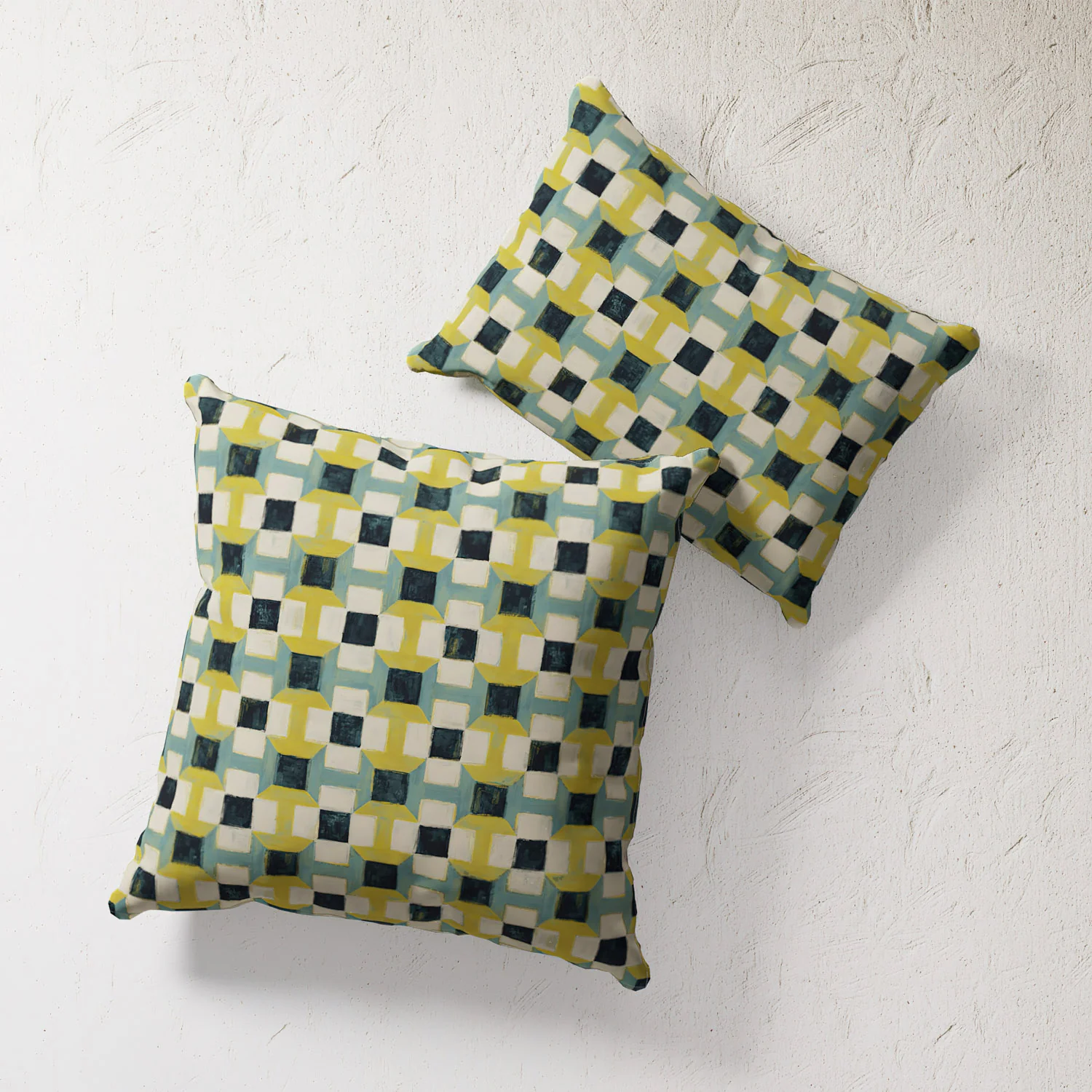 Outdoor Pillow - Geometric Navy / Citron