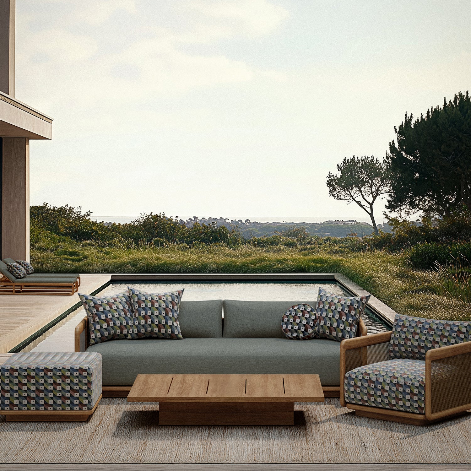 Outdoor Pillow - Mosaic Cubes - Image 4