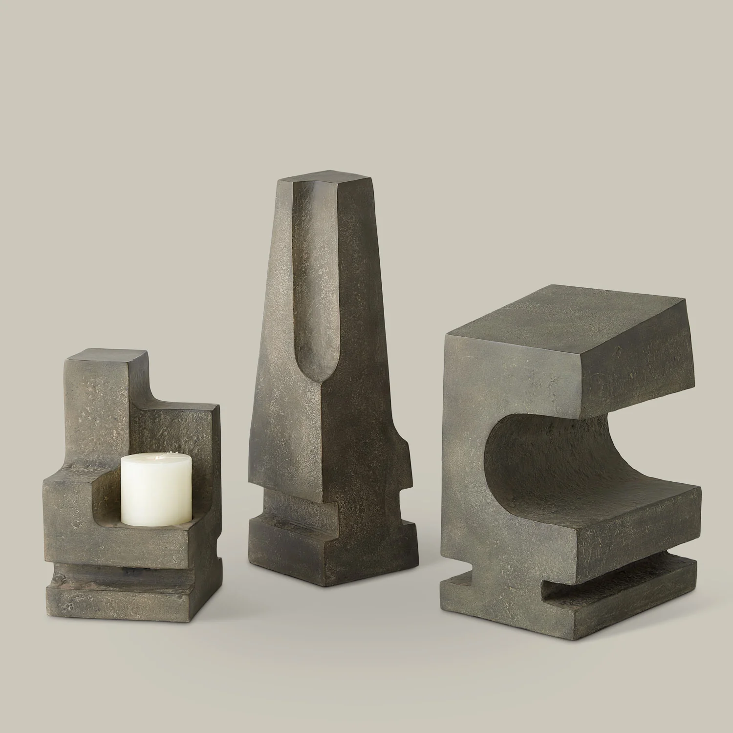 La Structure Sculptural Pillar Holder (Grey) - Image 5