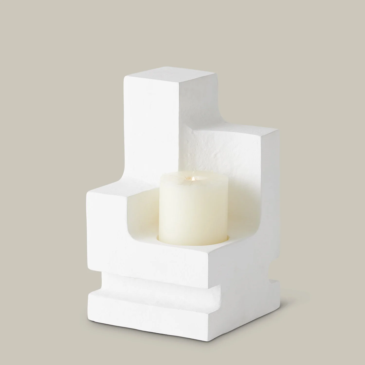 La Structure Sculptural Pillar Holder (White)