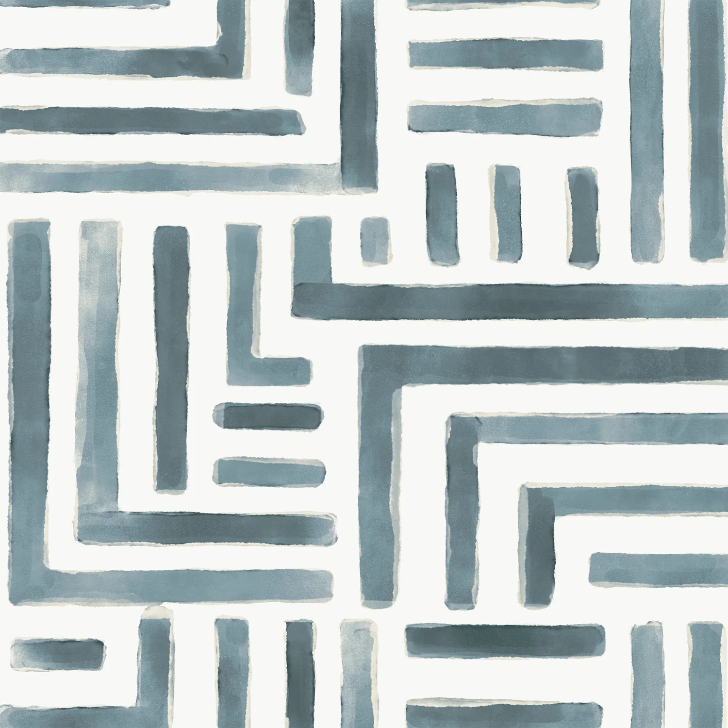 Painterly Labyrinth Aqua Wallpaper
