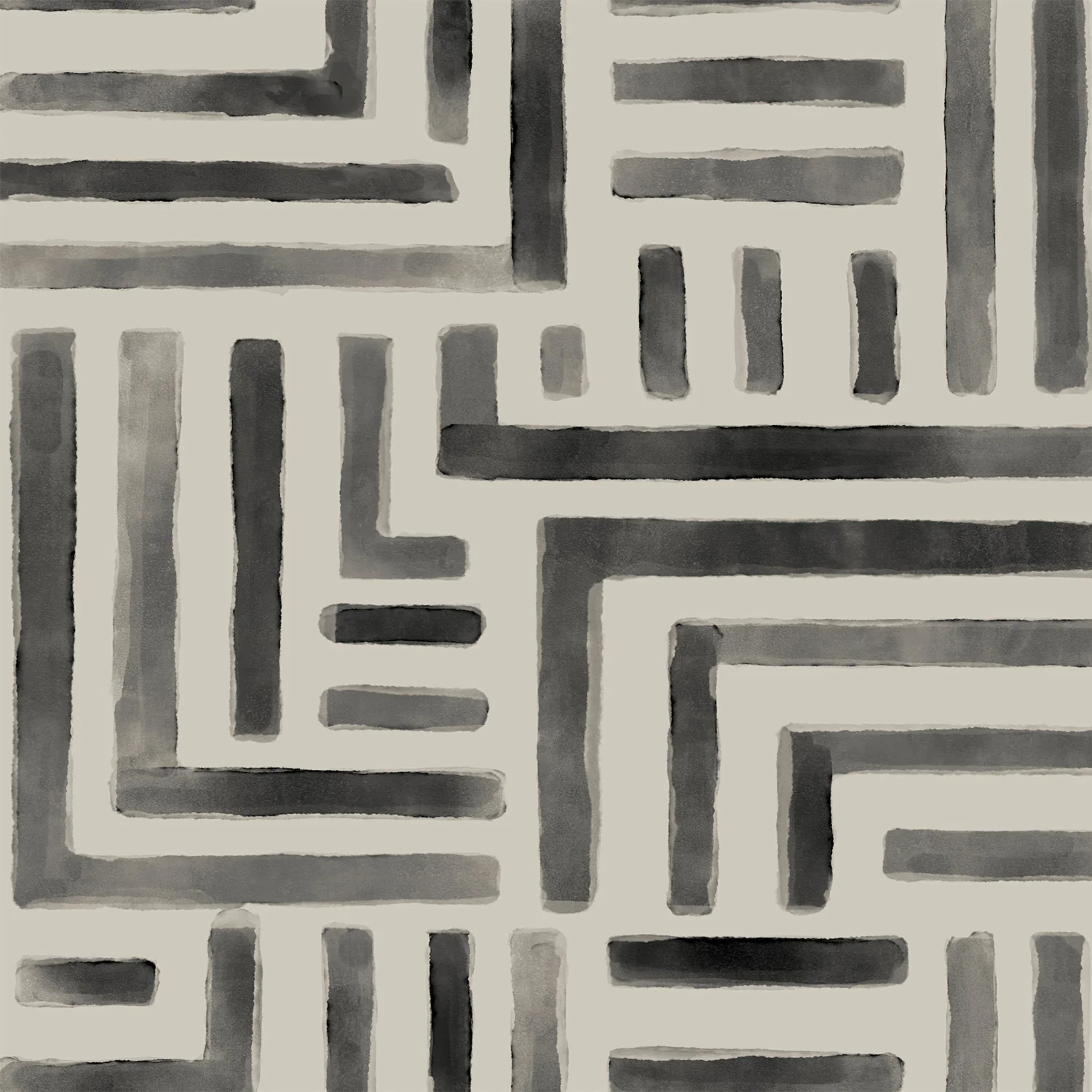 Painterly Labyrinth Charcoal Wallpaper