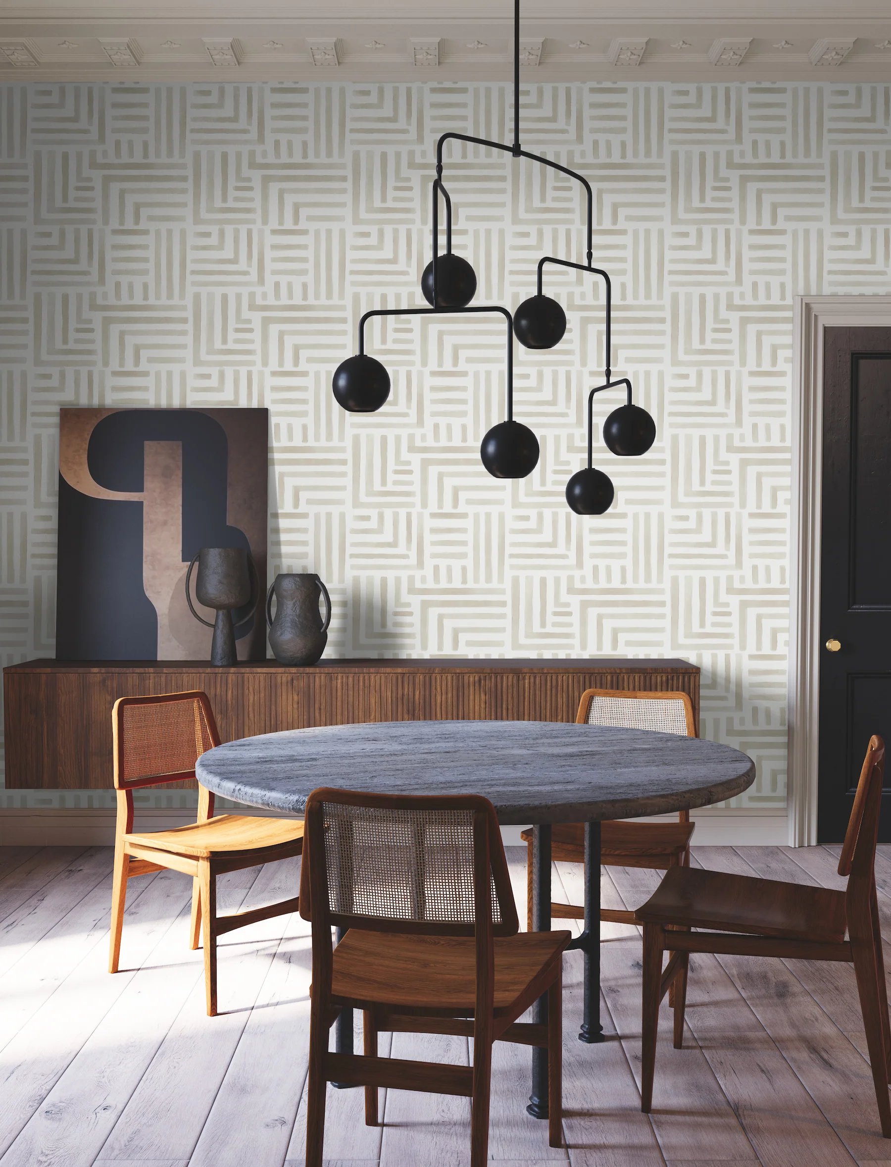 Painterly Labyrinth Light Neutral Wallpaper - Image 2