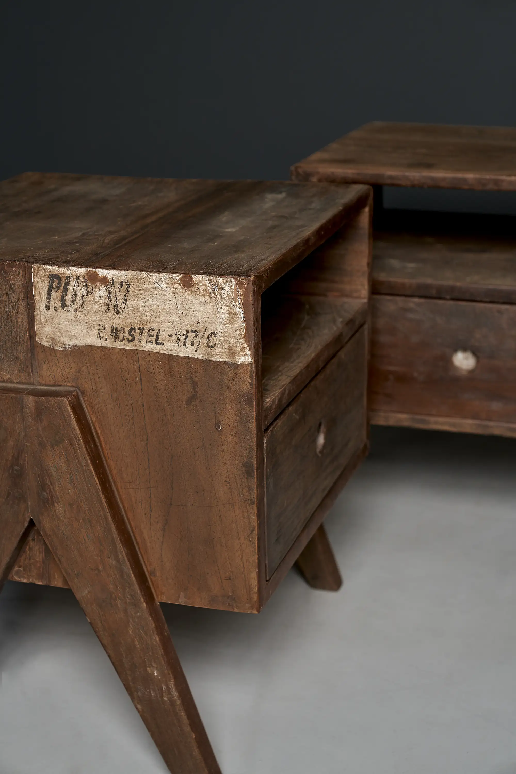 Pierre Jeanneret Pair of Bedside Tables, Panjab University, Chandigarh, c. 1960 - Image 2