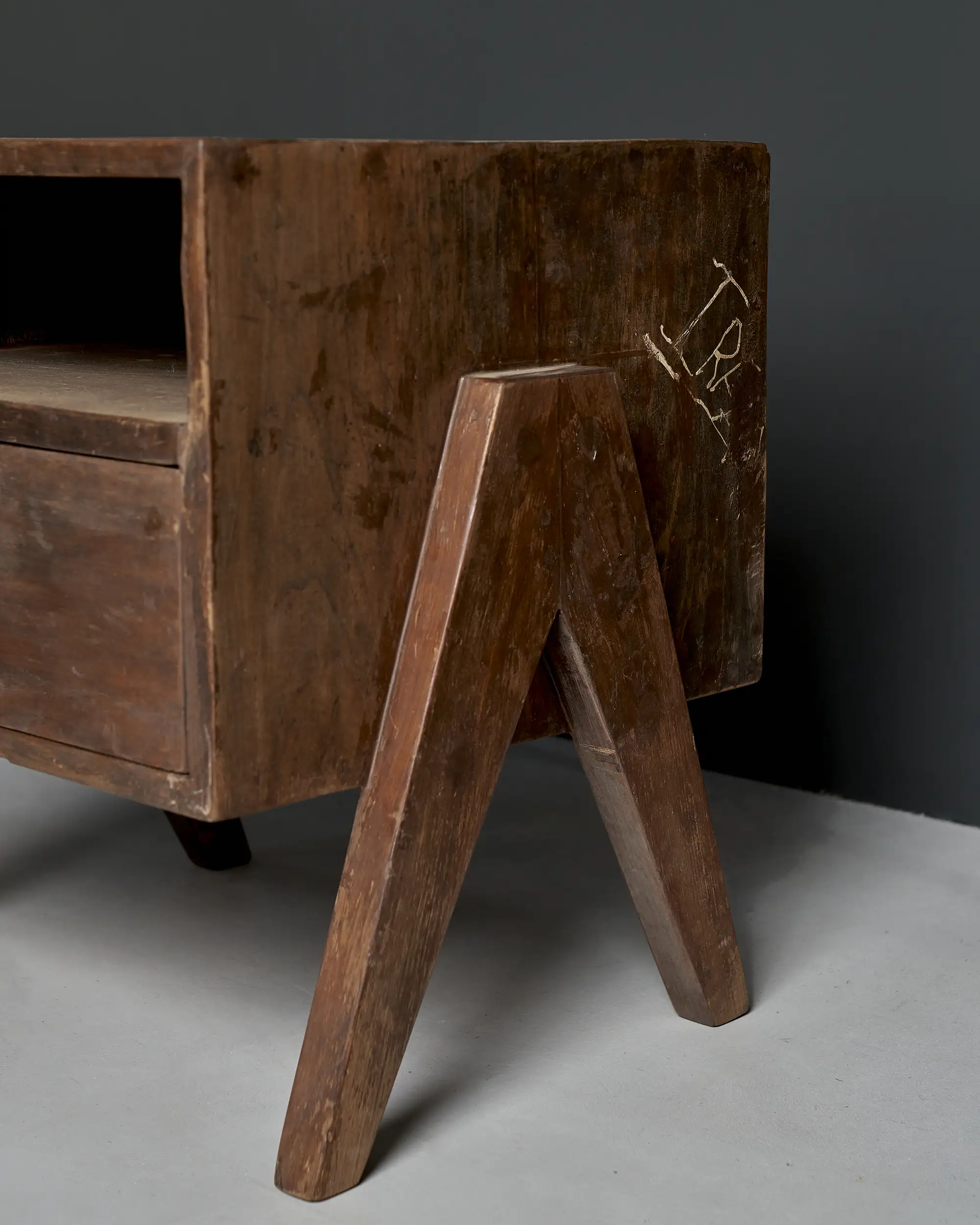 Pierre Jeanneret Pair of Bedside Tables, Panjab University, Chandigarh, c. 1960 - Image 4