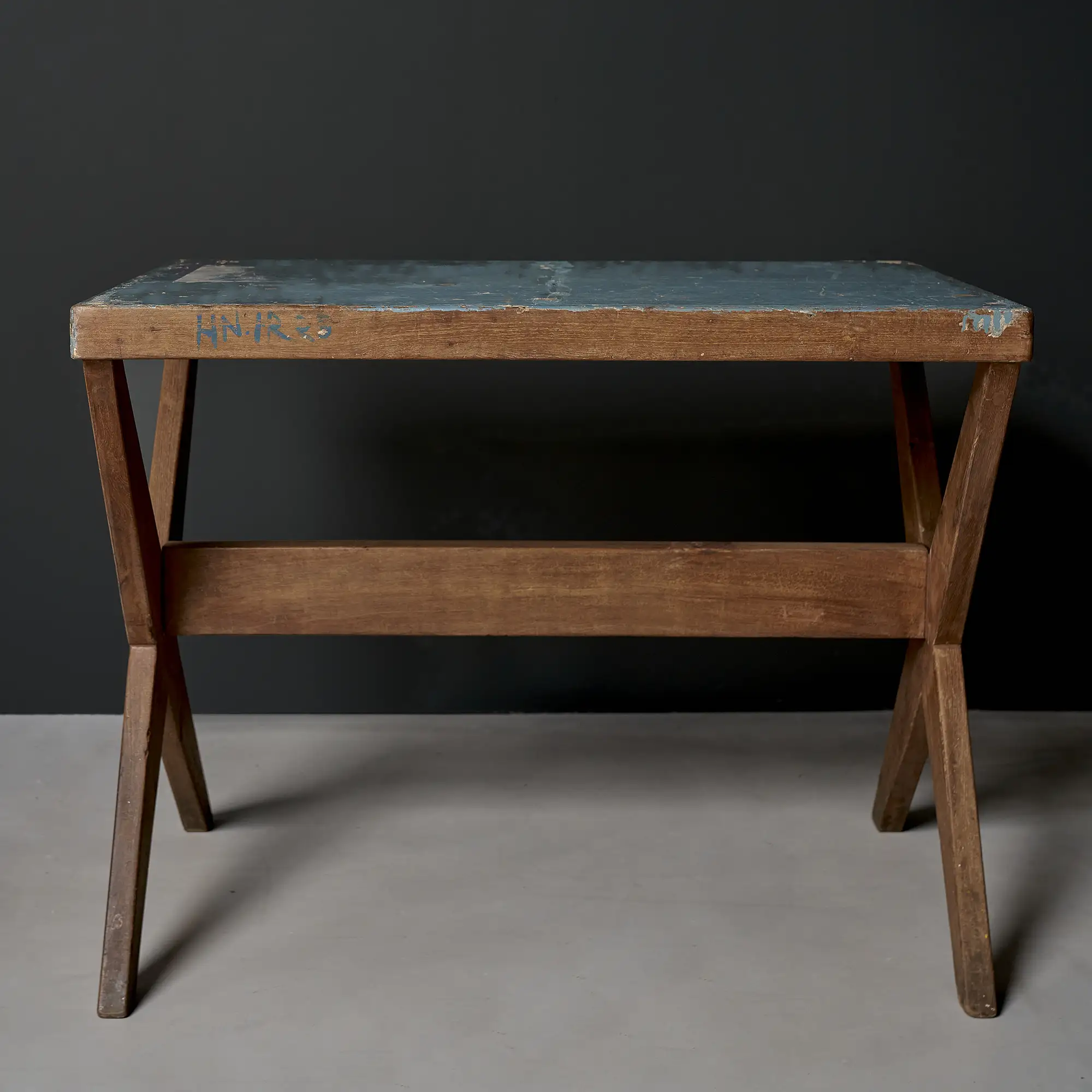 Pierre Jeanneret Student Desk with Blue Painted Top, Panjab University, Chandigarh, c. 1960 - Image 3
