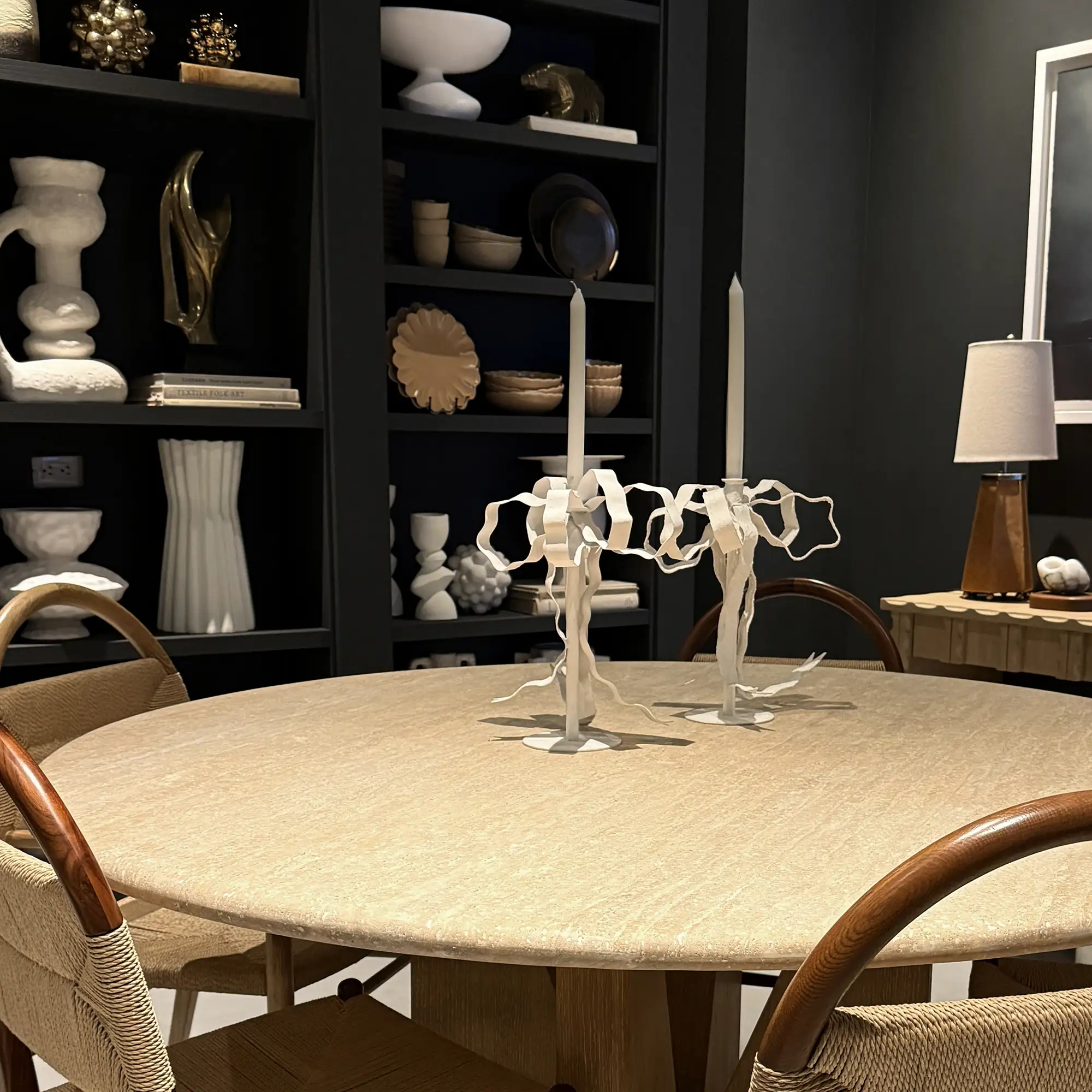 Plaster ribbon taper candle holders - Image 4