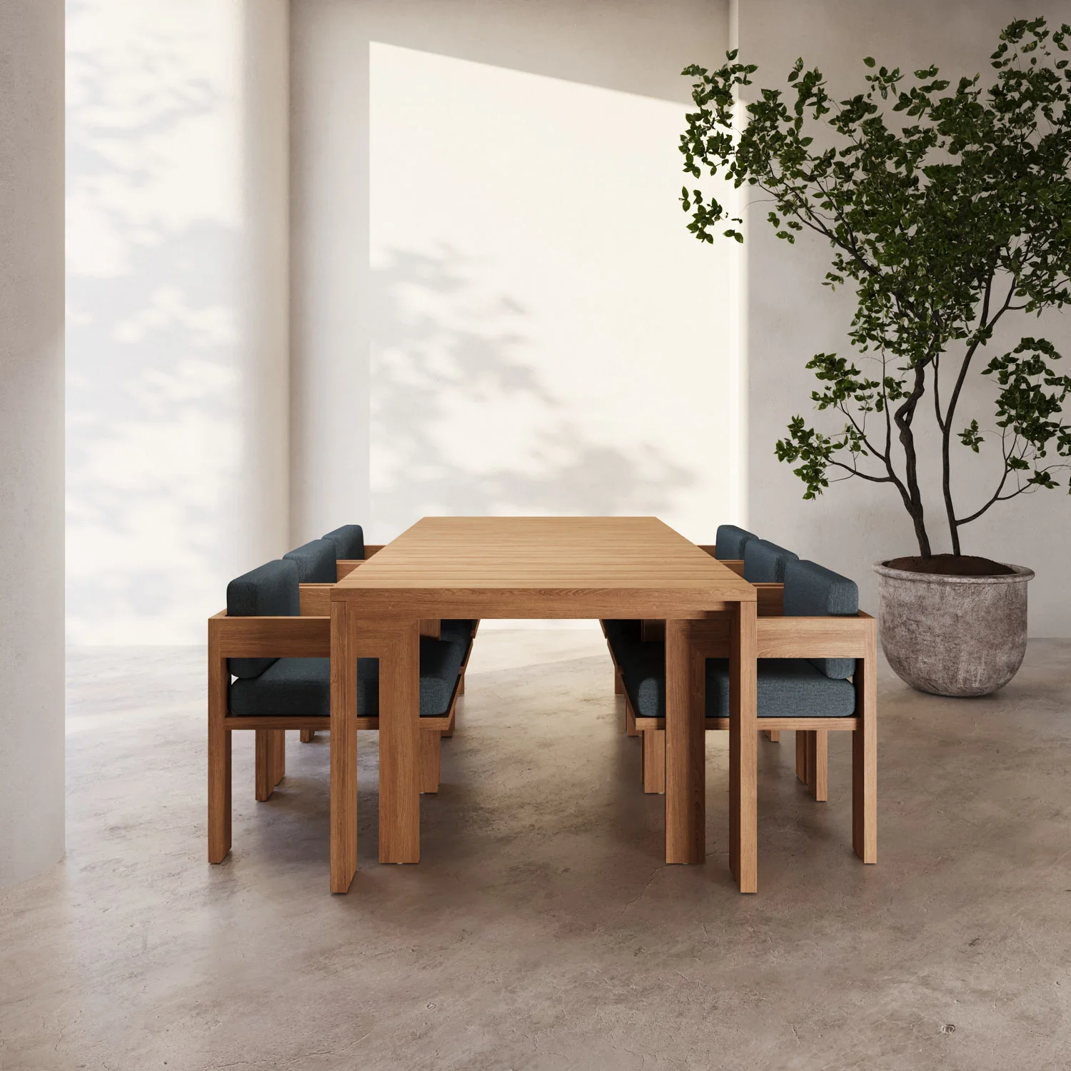 S2 Teak 84" Rectangular Dining Table - Image 2