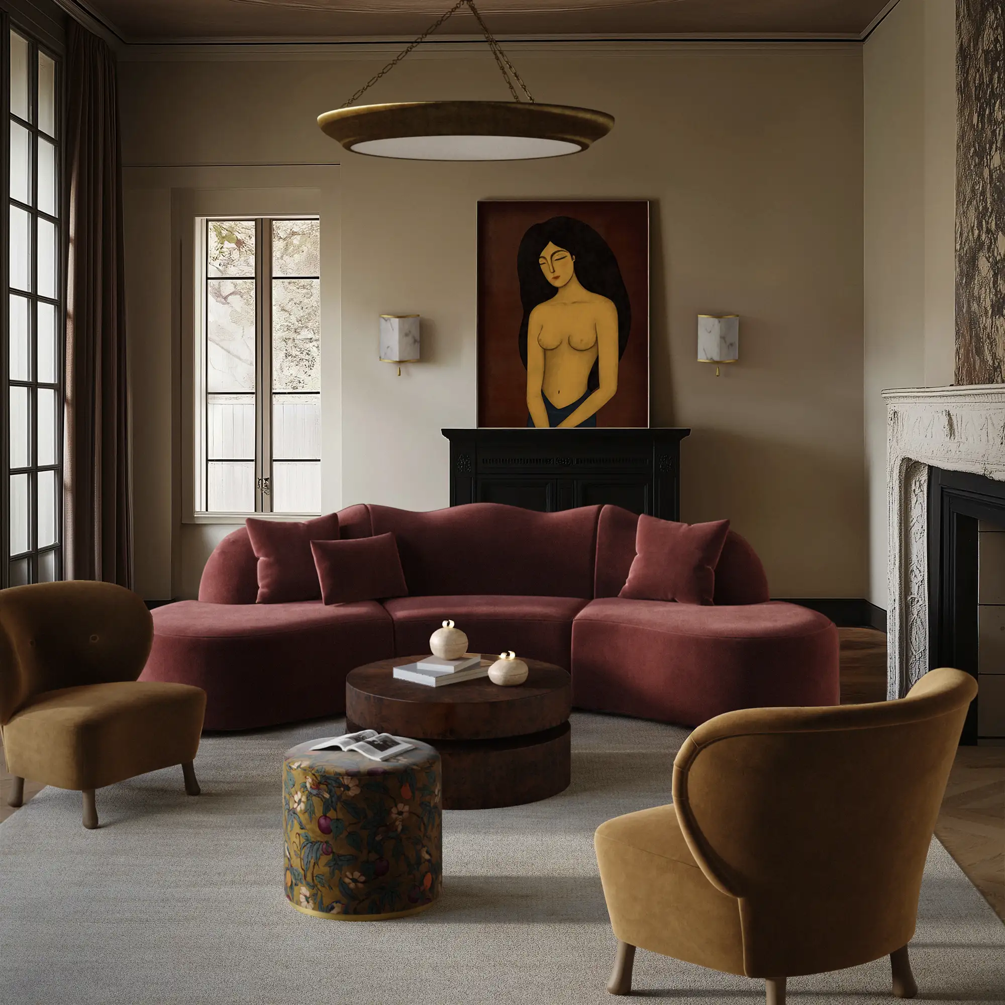 Serpentine Custom Upholstered Sectional Sofa - Image 2