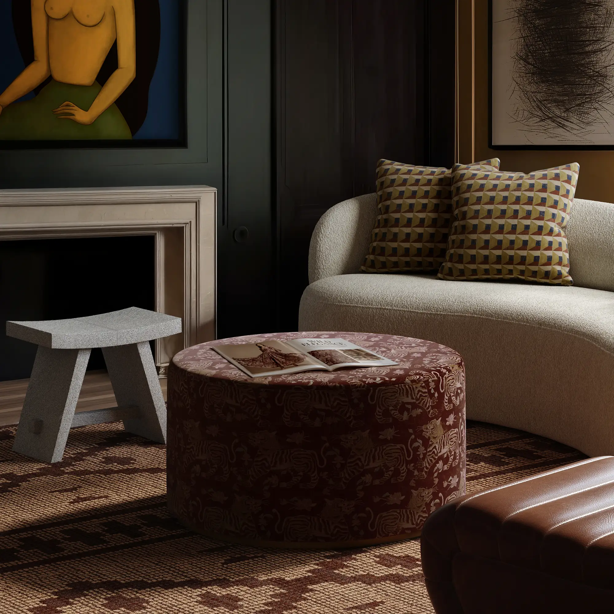 Tiger Oxblood Fabric by the Yard - Image 2