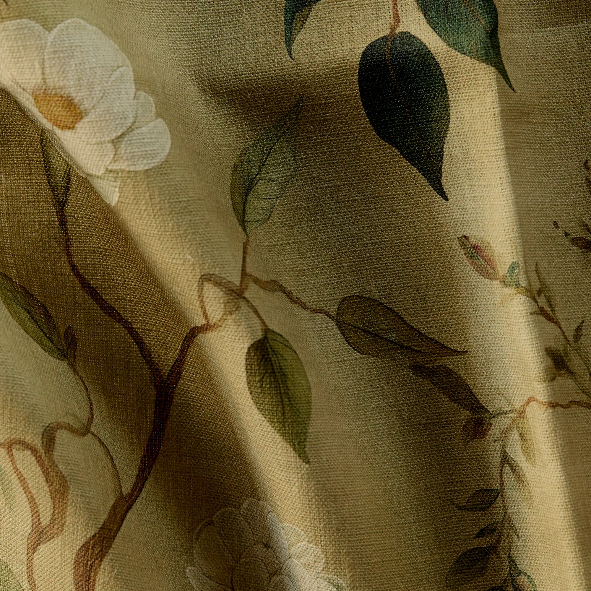 Treillage Gold Linen Fabric by the Yard