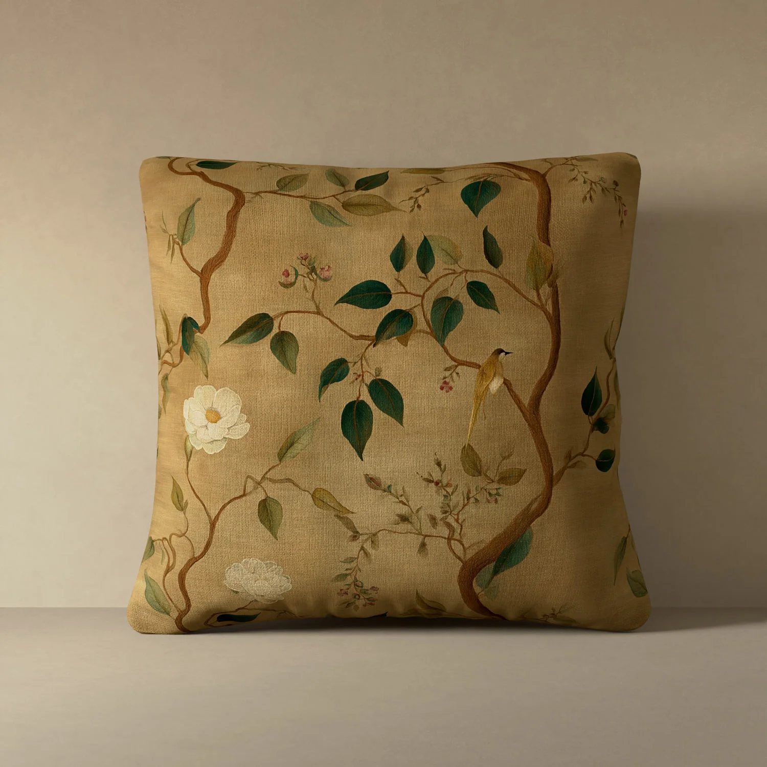Treillage Gold Linen Pillow